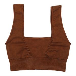 Brown Free People Good Karma Square Neck Bra